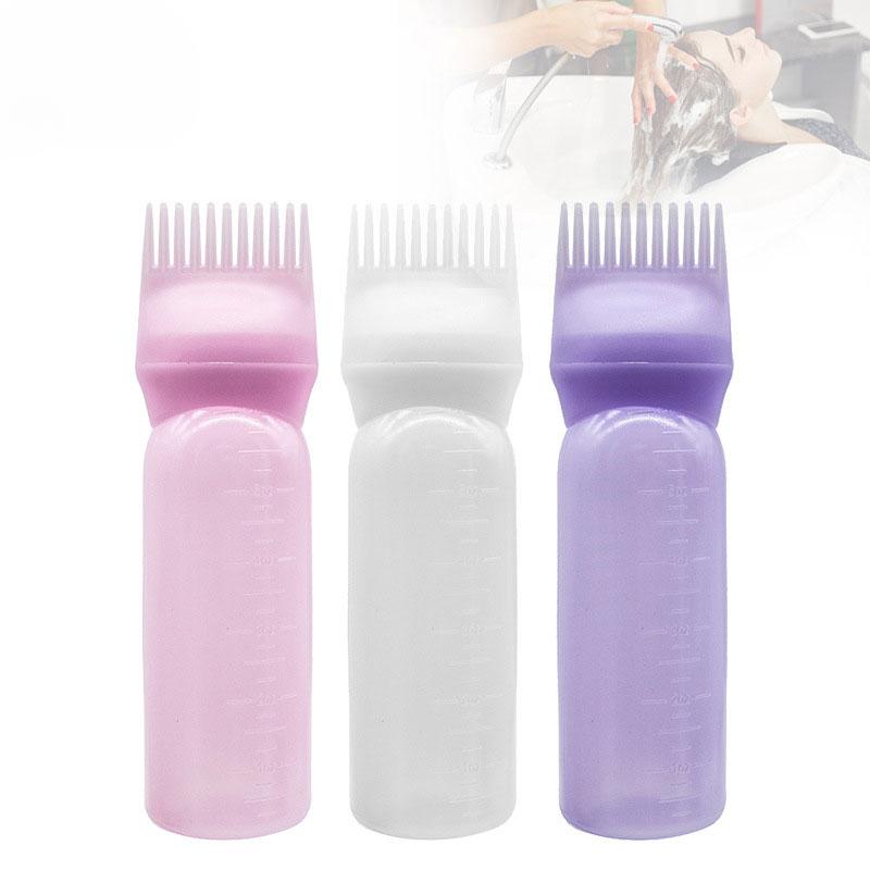 1PC 3 Color Oil Applicator Bottle For Hair Professional Hairdressing Dyeing Comb Bottles Barbershop Hairdresser Coloring Supplies