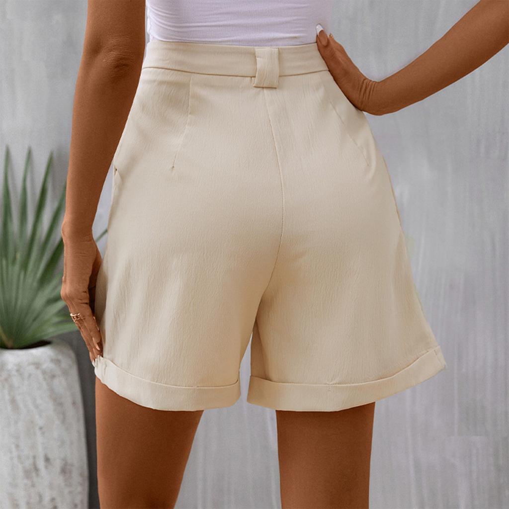 Женские однотонные повседневные закрученные брюки с высокой талией шорты