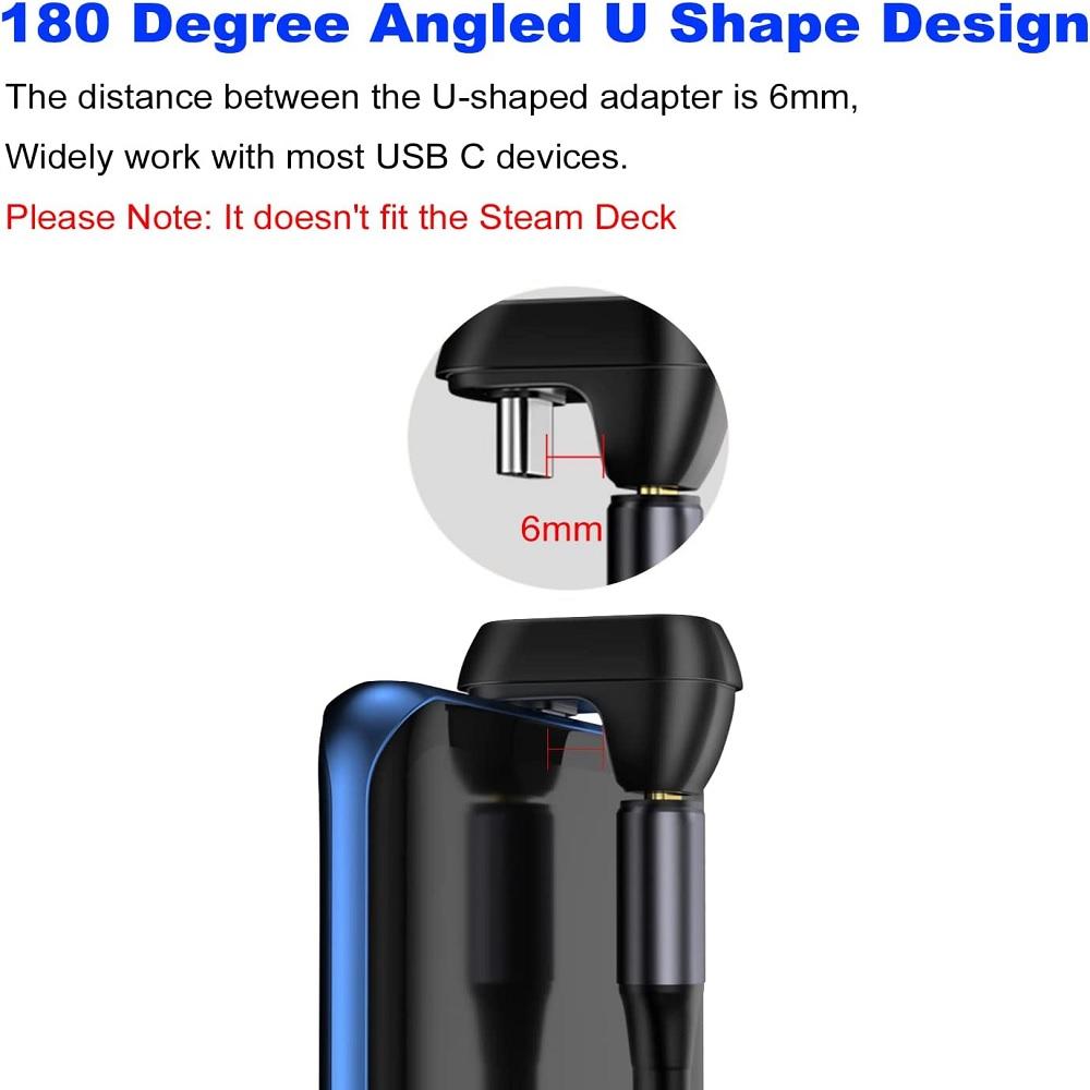 2 шт. Адаптер USB Type C - C Папа-Мама 180° U-образной формы 40 Гбит/с Передача данных