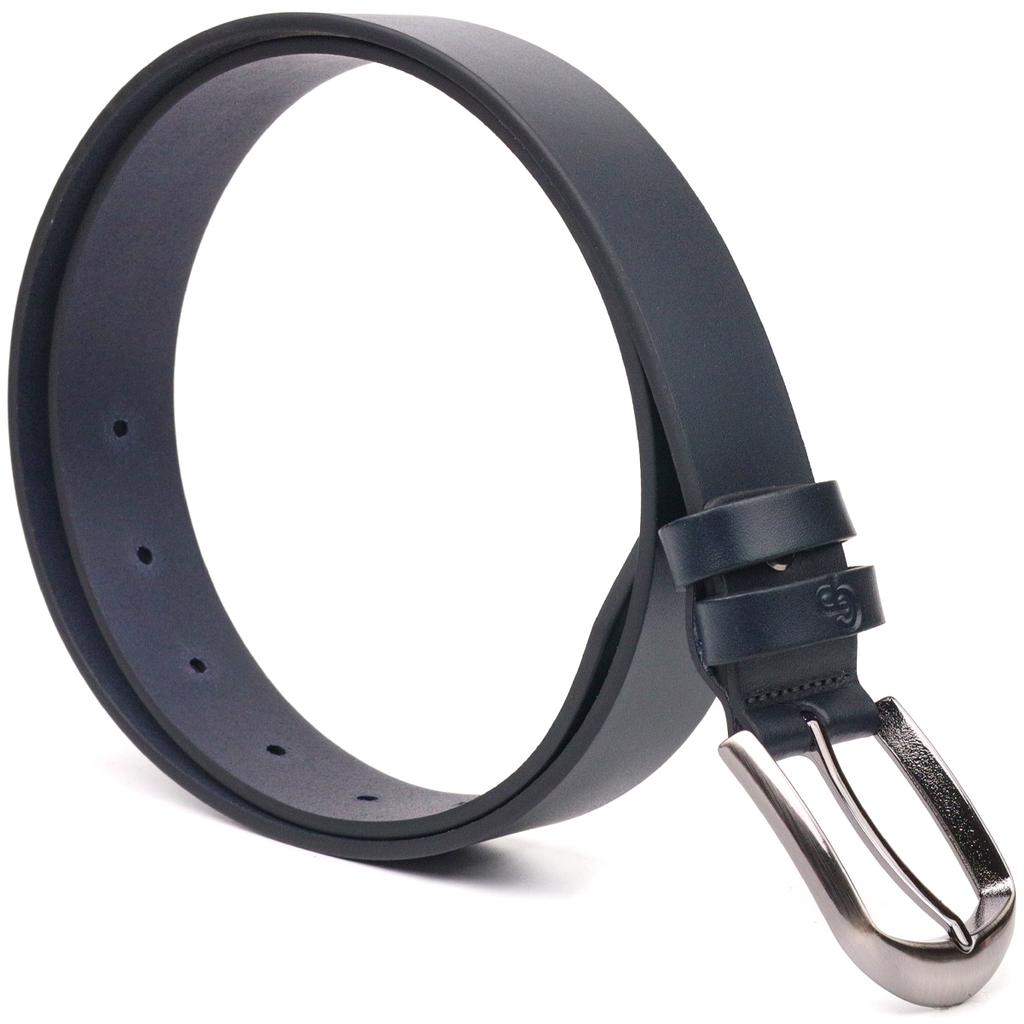 Добротный мужской ремень под брюки из натуральной кожи GRANDE PELLE Leather Belt 21453 Синий
