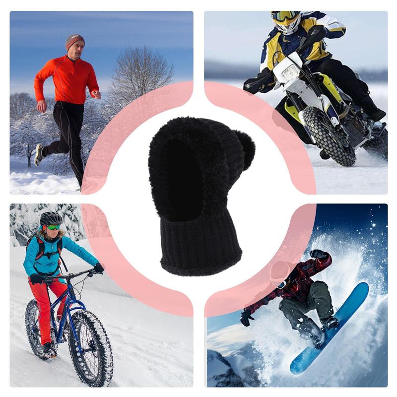 Winter Thermal Hat Soft Beanie with Neck Gaiter Polar Fleece Lining Knit Warm Hat with Ear Flaps for Cold Weather Autumn Hiking