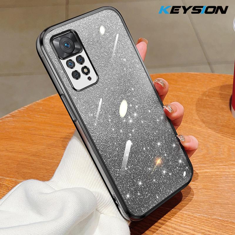 KEYSION Роскошный чехол-бампер с покрытием и блестками для Redmi Note 11 Pro 11S 5G 11 Pro+ 5G, прозрачный, из мягкого ТПУ, противоударный