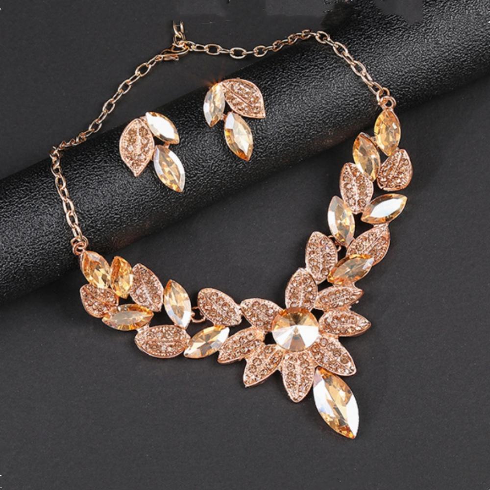 Женские цветочные ожерелья серьги ювелирные наборы свадебные аксессуары для невесты