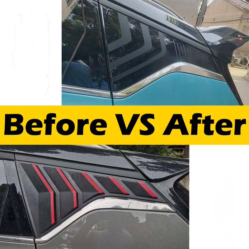 DinCh 2pcs Rear Triangular Window Decorative Shutters Louvers Spoiler Panel For Geely Coolray Cool -