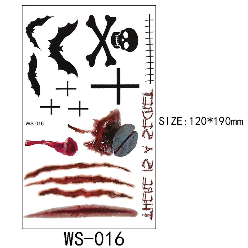 Хэллоуин Тату Наклейка Рана Шрам Ужас Смешной Костюм Вечеринка Наклейка на Лицо Тату