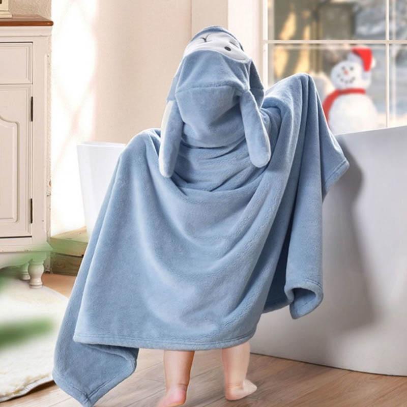 Baby Bath Towel Bathing Coral Fleece Baby Cloak Cloak Children's Hooded Absorbent Soft Skin-friendly Bathrobe