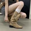 Tall Pile Boots Women's Autumn and Winter New Thick High Heel Pointed But Knee Long Boots Folded Skinny Knight Boots