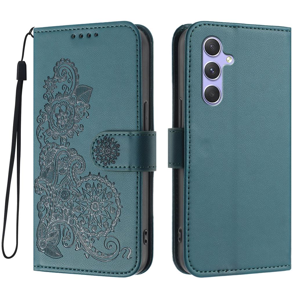 For Samsung Galaxy A54 5G Phone Cases Mandala Flower Leather Wallet Mobile Cover with Strap