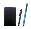 Black Grained Cowhide Business Card Holder with Blue Metal Touch Stick and Smartphone Cap Ballpoint Pen Extra Set Touch/metal (Blue