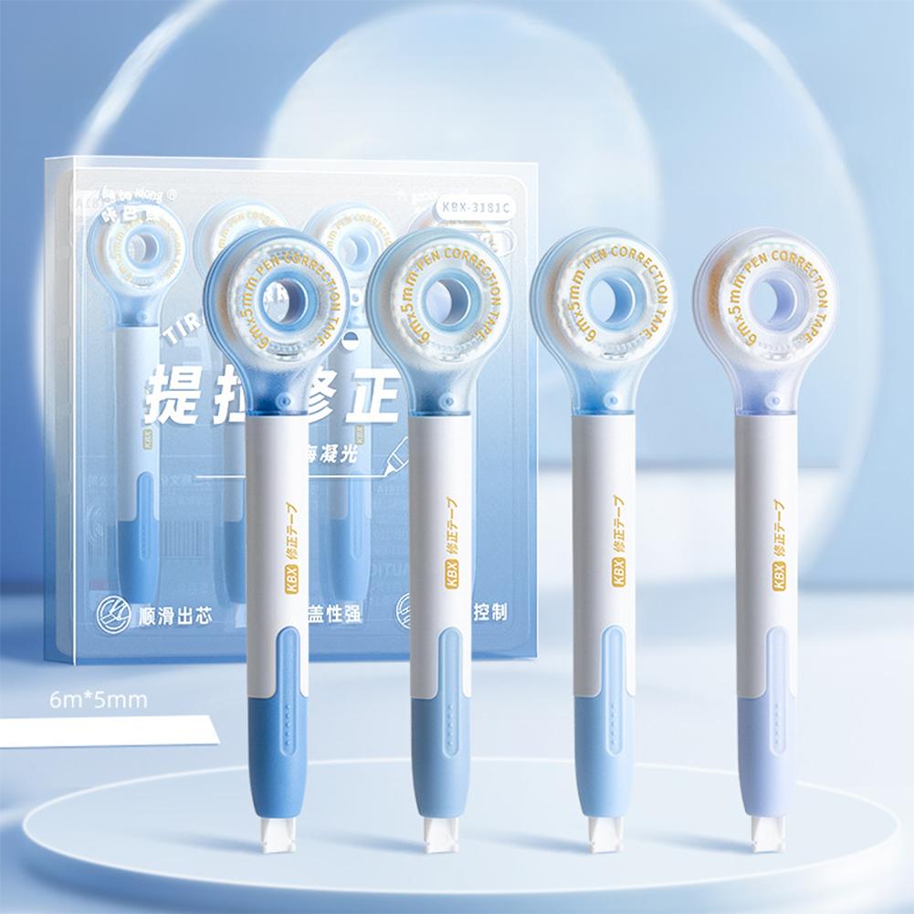 4Pcs Correction Tape Macaron Color Creative Design Corrector of Pen Shape Comfortable Holding Kawaii Stationery School Supplies