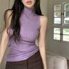 Spice Girl Turtleneck Knit Camisole Summer Sleeveless I Stretch Sexy Slimming Base Top