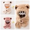 Solid Color Children Fleece Hat Fashion Design Plush Hat with Scarf Outdoor Bear Plush Hat  Kid