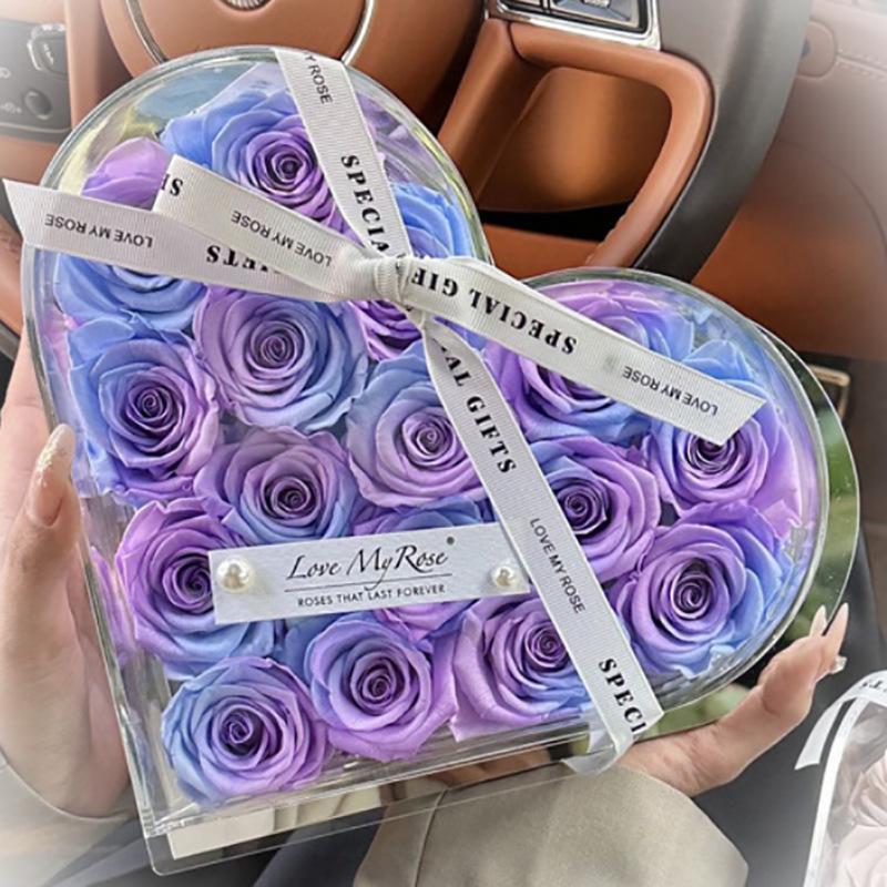 Custom Portable Transparent Acrylic Flower Gift Box