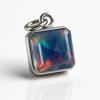 Rare Quality 16.45 Ct Natural Opal Square Pendant 925 Sterling Silver Jewelry
