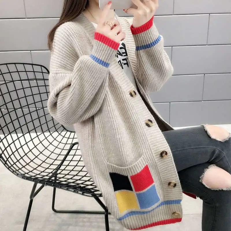 Women's Sweater Cardigan Large Size Mid-length Loose Knitted Coat Female Casual Autumn and Winter Coats