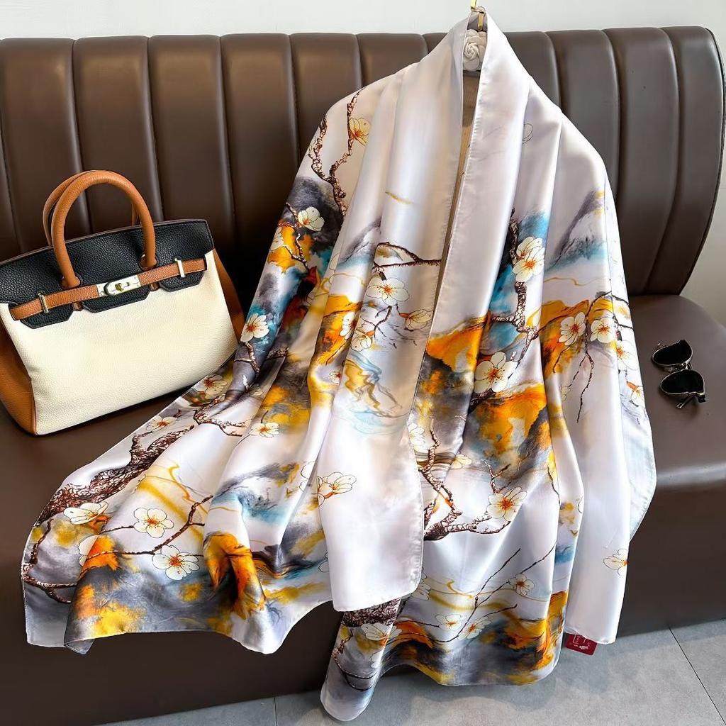 Women's New Style with Shirts In Autumn and Winter Fashionable and Versatile Silk Light Luxury Gift for Mother Scarf