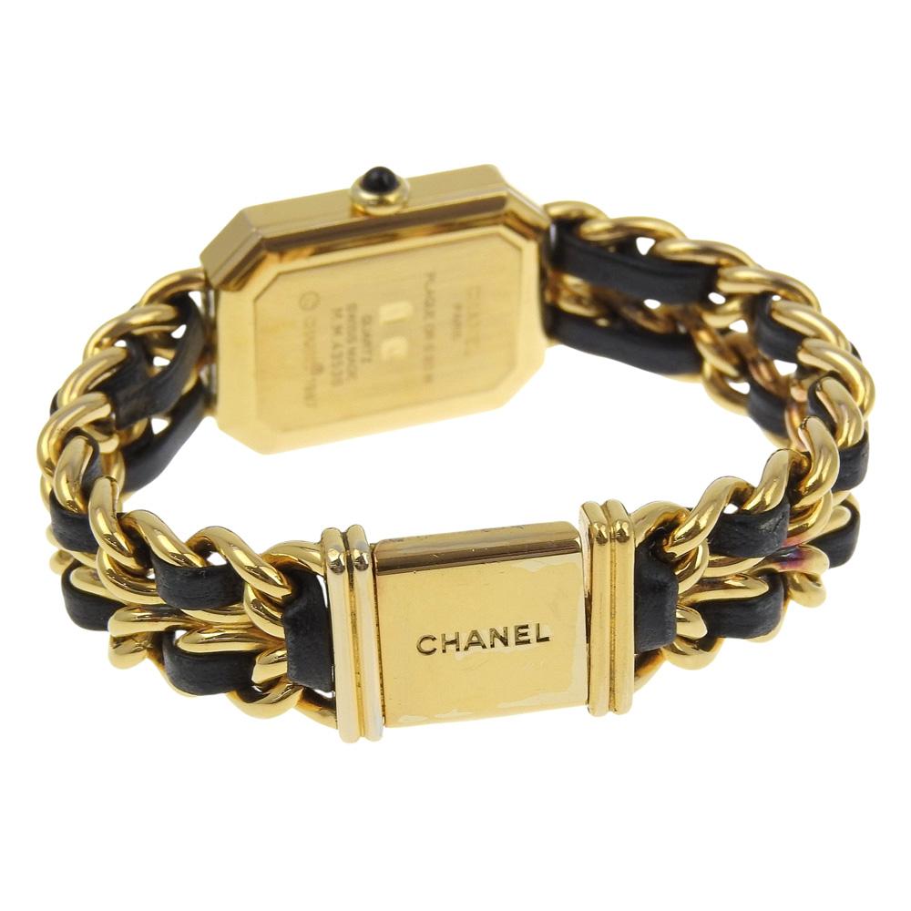 Chanel Premiere S Watches H0001 blackDial Plated Gold/leather Quartz Analog Display Women Used