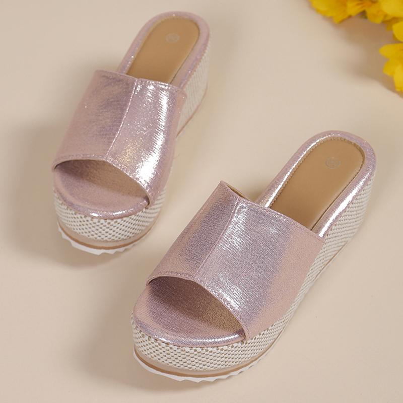 Fashion 2025 Summer Chunky Platform Slippers for Women Pu Leather Wedges High Heel Sandals Woman Plus Size 36-43 Beach Sandles Female