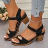 Fashion 2025 New Ladies Shoes Buckle Strap Women's Sandals Fashion Metal Decoration Summer Casual Plus Size Open Toe Heeled Sandals
