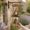 Country Style Garden Decoration Rustic Gnome Bell, Large Gnomes Welcome Hanging Doorbell, Bell Decor for Front Porch Patio Fence Farmhouse,