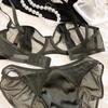 1 Set/French Ultra Thin Cup Underwear Set Sexy Lace Summer Breathable Bra Set Adjustable Strap Push Up Brassiere Lingerie