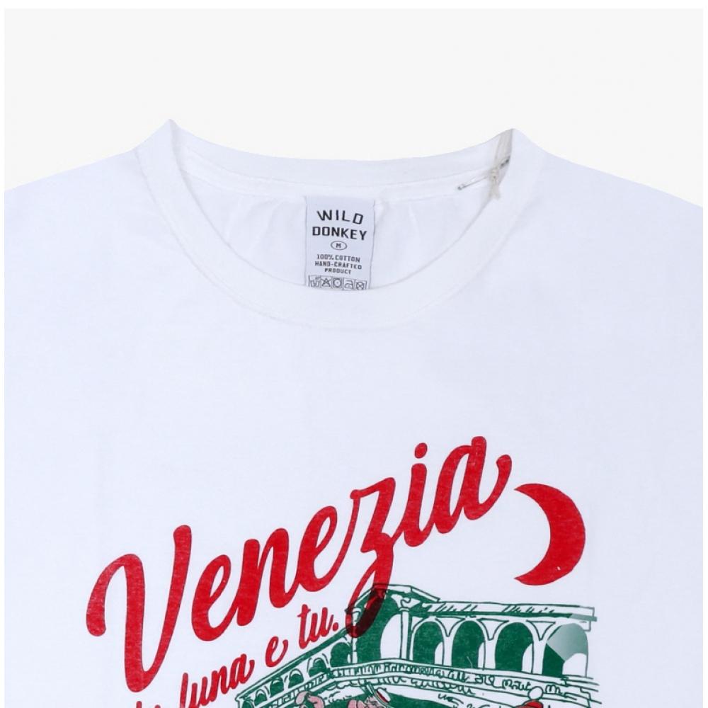Дикий осел Унисекс Графическая футболка Venezia T Venezia белая