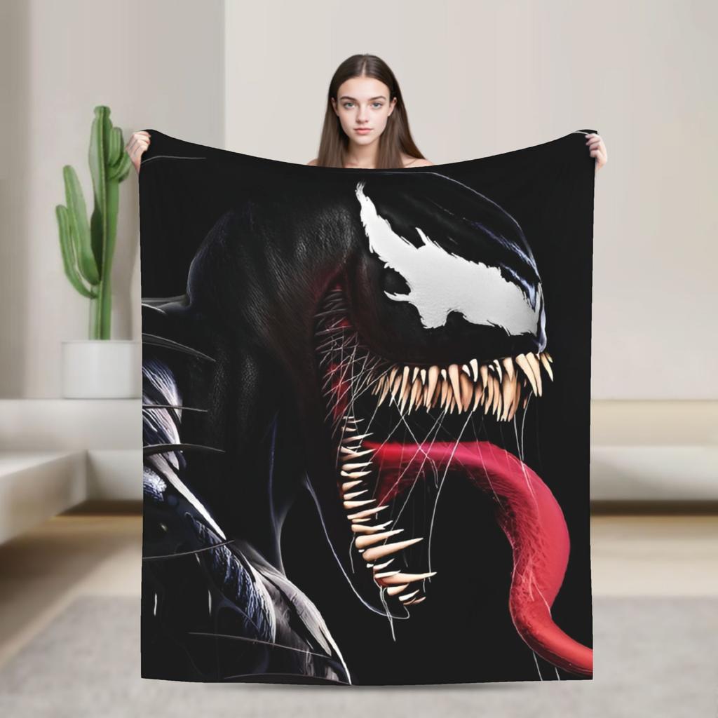Venom cartoon Blanket  Travel Office Flannel Throw Blanket For Couch Chair Sofa Bed Soft Design Quality Bedspread Gift