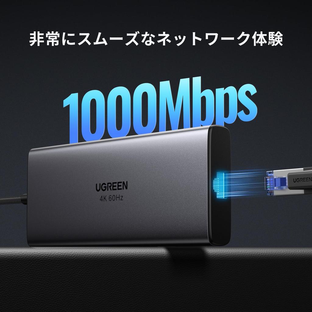 Ugreen Revodok Pro C Hub 9 In 1 10Gbps High Speed Transfer Port HDMI Output 100W PD Fast Charging 1Gbps Ethernet with Card Reader Compatible with