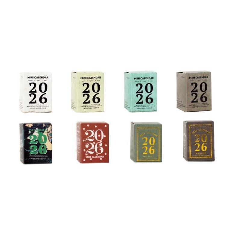 2026 Mini Desk Calendar Vintage Style Page Small Calendar 365 Days with Tear-Off Design Cute Cartoon Office Home Decor Gift