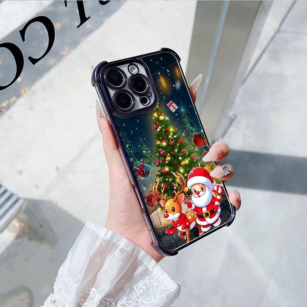 Чехлы для телефонов Ae121 Merry Christmas Santa design art из гальванизированного ТПУ для Samsung A54 A12 A14 S23 S24 Ultra A55 A15 S21 FE с четырьмя углами защиты