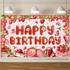 Polyester Strawberry Party Background Red Poster Photo Props Adults Kids