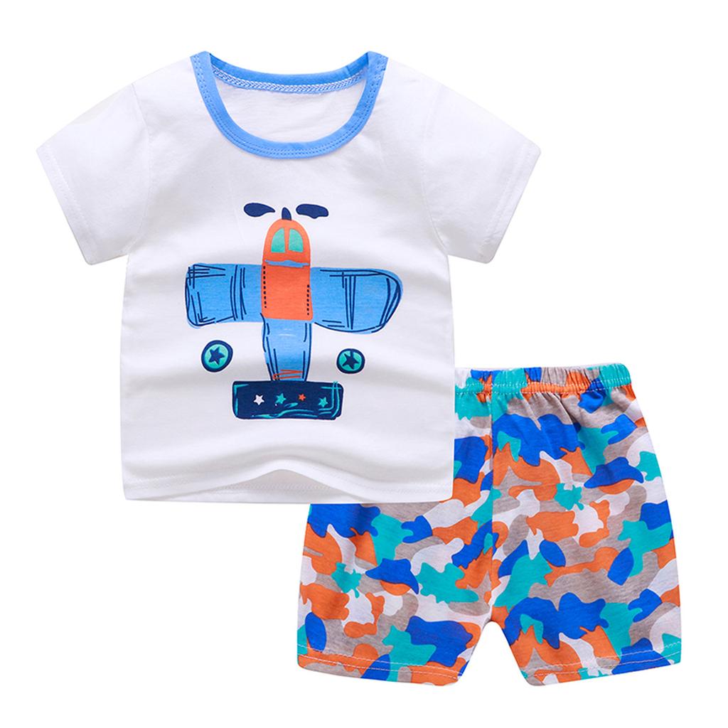 Комплект одежды: футболка с короткими рукавами и шортами для маленьких мальчиков и девочек, От 0 до 5 лет