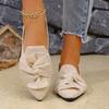 Fashion Fashionable Pointed Toe Flat Bottom Slip-On Bean Shoes with Butterfly Knot Casual Single Shoes for Women Spring Autumn New Arriv