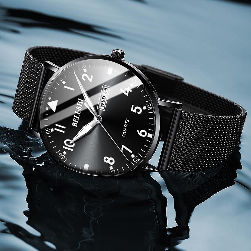 Новые модные ультратонкие мужские роскошные брендовые повседневные часы из нержавеющей стали с сетчатым ремешком для деловых мужчин наручные часы