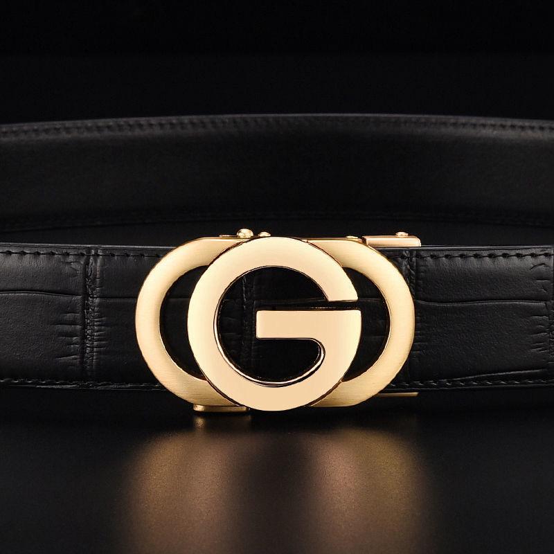 Мужской кожаный ремень с узором крокодила и автоматической пряжкой - деловой стиль