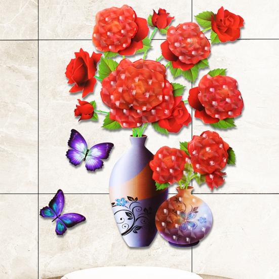 Креативная наклейка на стену, реалистичная водонепроницаемая яркая самоклеящаяся ваза для цветов