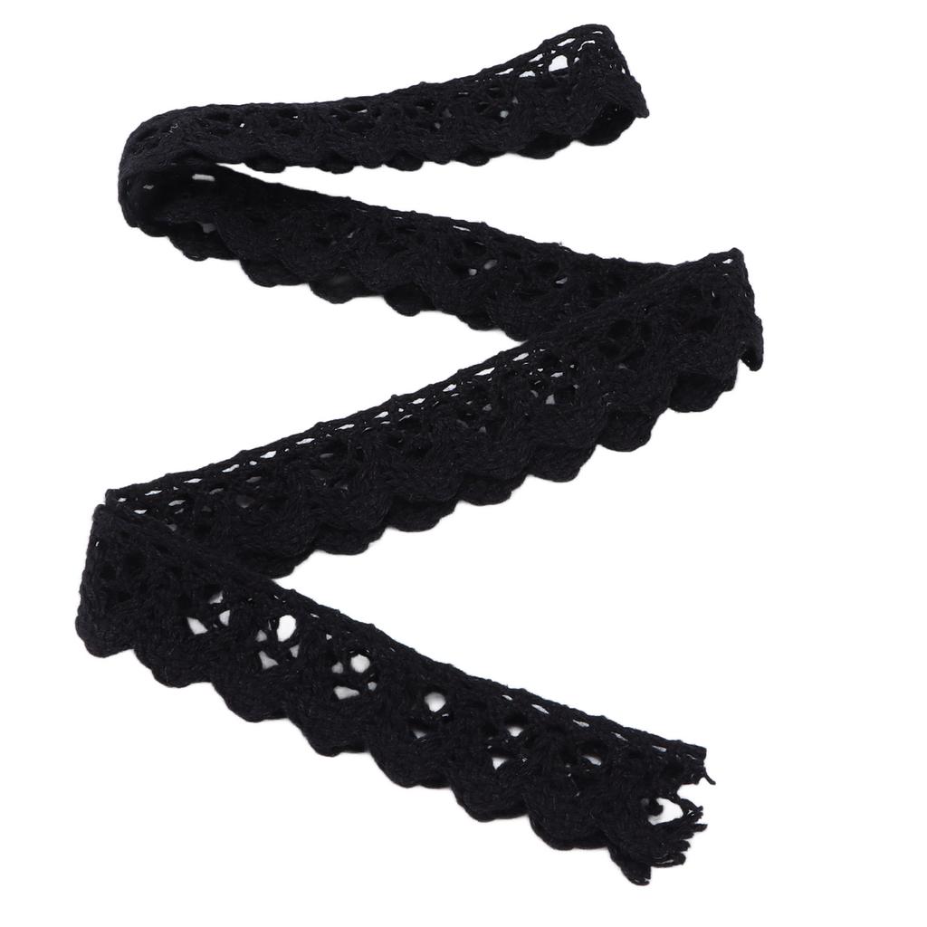 Lace Ribbon DIY Cotton Net 1.5cm Width 20 Yards Elegant Black Fabric Lace Trim for Curtain Clothes