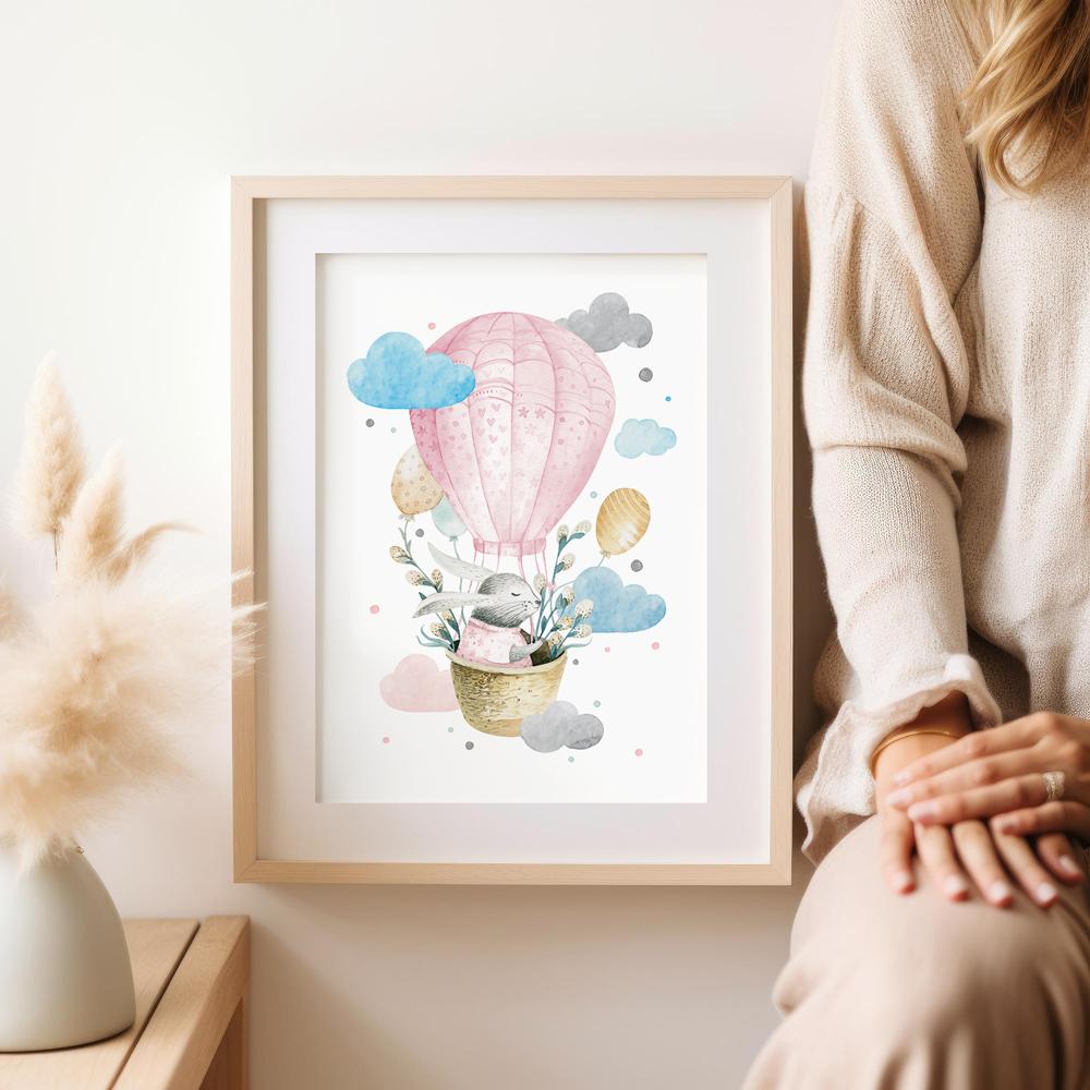 Плакат для детей зайчик из воздушных шаров