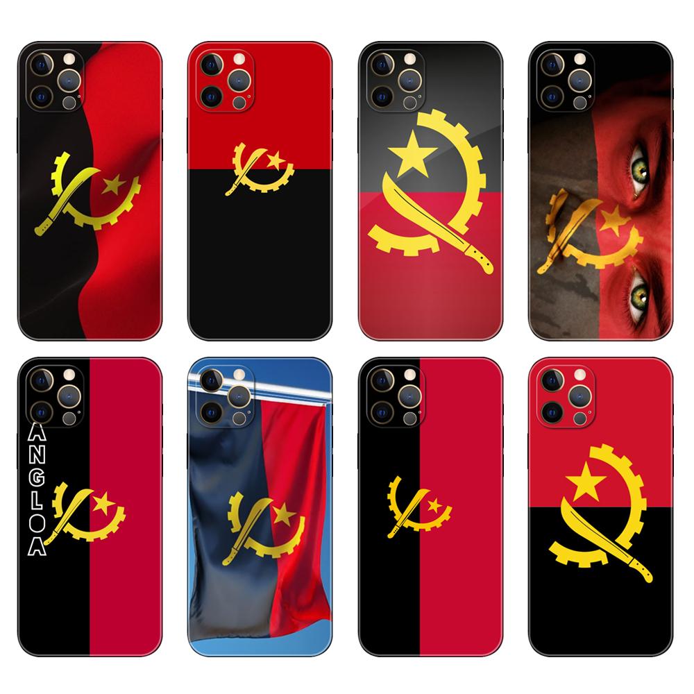 Черный чехол из ТПУ для iPhone 5 5s se 2020 6 6s 7 8 plus x 10 XR XS 11 12 13 mini pro MAX задняя крышка флаг Анголы