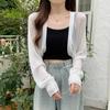 White Hollowed Out Knitted Cardigan Sweet Versatile Women Short Top Loose Shawl Thin Coat New Fashion Commuting Spring Autumn