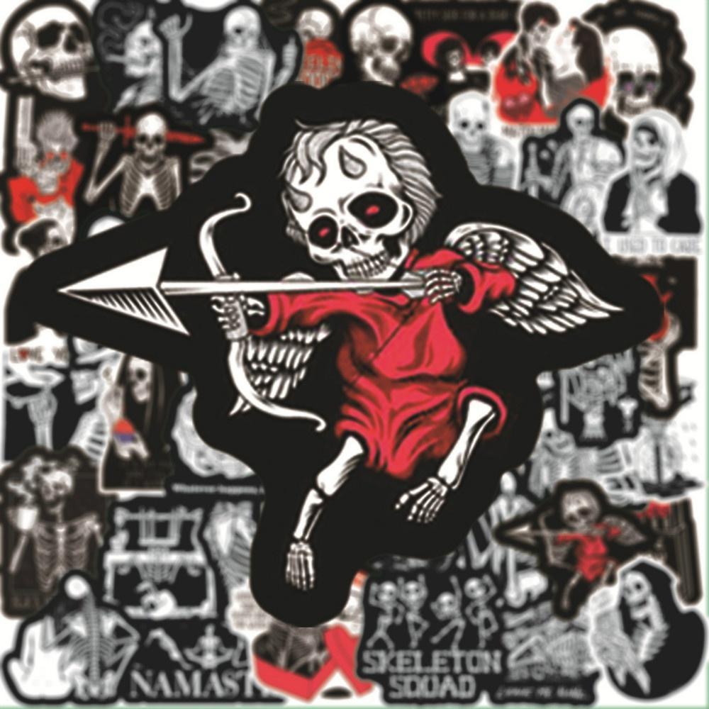 50/25 шт. красные и черные наклейки с призрачным лицом, забавные наклейки ужасов, наклейки для гитары, скейтборда, Хэллоуина