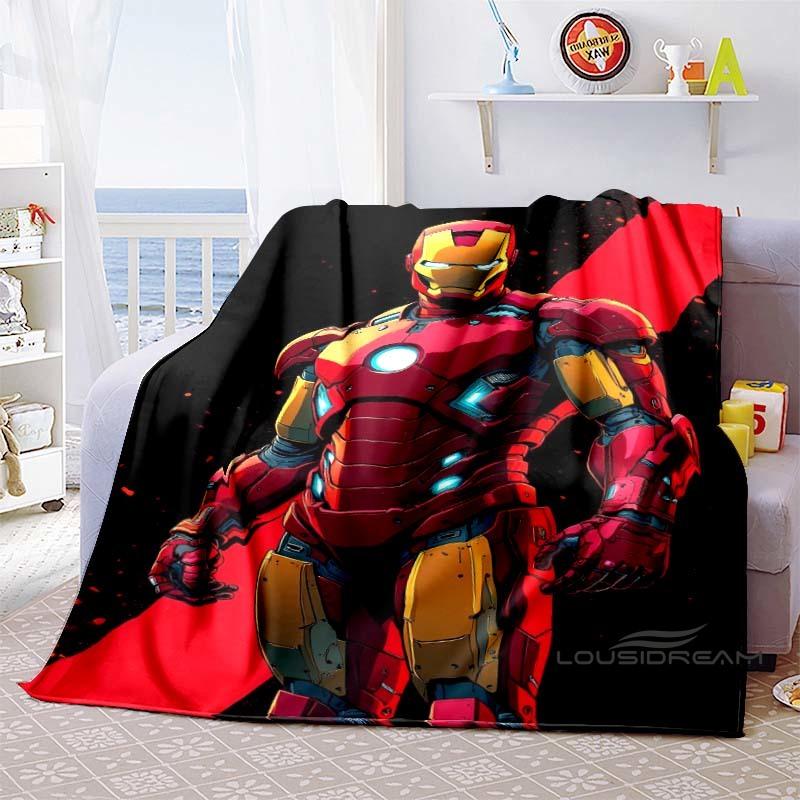Iron Man Cartoon Comic Funny Expression Blanket, Warm Flannel Sofa Blanket, Home, Bedroom, Travel.