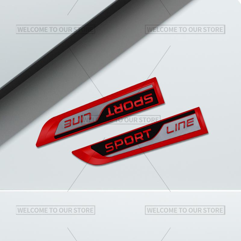 JBIW9 3D Car Styling Sport Line Emblem Side Badge Metal Stickers Rear Trunk Decals For Skoda Citigo Octavia Kodiaq Kamiq Yeti Fabia RS