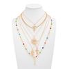 Cross Colorful Crystal Necklace Set Y-Shaped Beads Chain Choker  Sea Beach Jewelry