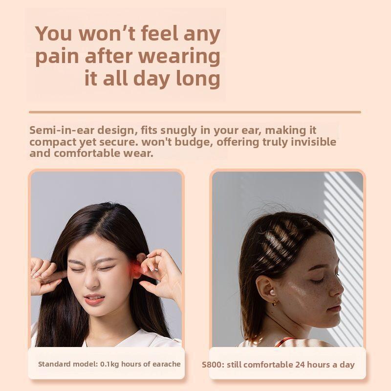 QUEED Беспроводные Bluetooth-наушники S800, Мини-наушники для сна с сенсорным управлением и цифровым дисплеем, Безболезненное ношение, Частная форма