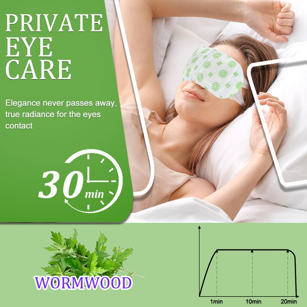 Маска для глаз с паром из полыни, горячая компрессионная маска для глаз для путешествий, отдыха, сна — самонагревающаяся, нежная для глаз, гипоаллергенная