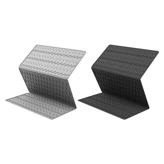 Silicone Dish Drying Mat for Kitchen Counter 3-Fold Large Drain Pad with Hanging Hole Non-Slip Countertop Drying Rack Multifunctional Drainer Board