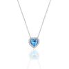 Silver Rhodium-plated Blue Stone Diamond Heart Necklace
