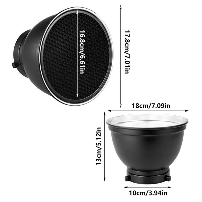 Baorong Mount 7-дюймовый отражатель-диффузор абажур с/без сотовой решетки 20° 40° 60° для студийного стробоскопического освещения