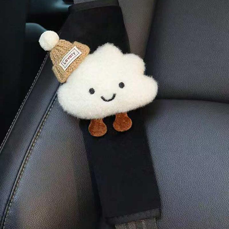 2pcs Cartoon Bow Cloud Seatbelt Shoulder Protector Cartoon Creative Car Seat Belt Shoulder Pad Protector Interior Accessories